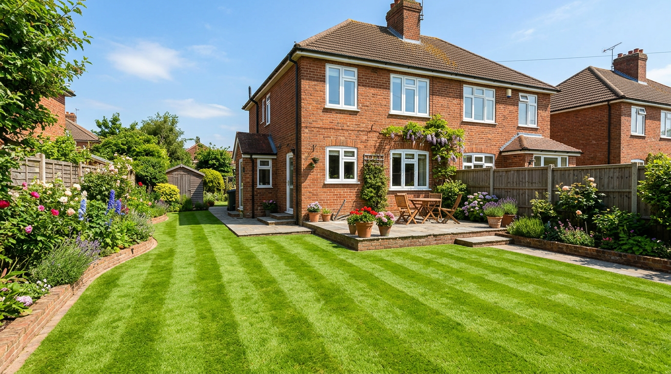 Neatly trimmed shrubs and borders outside a home